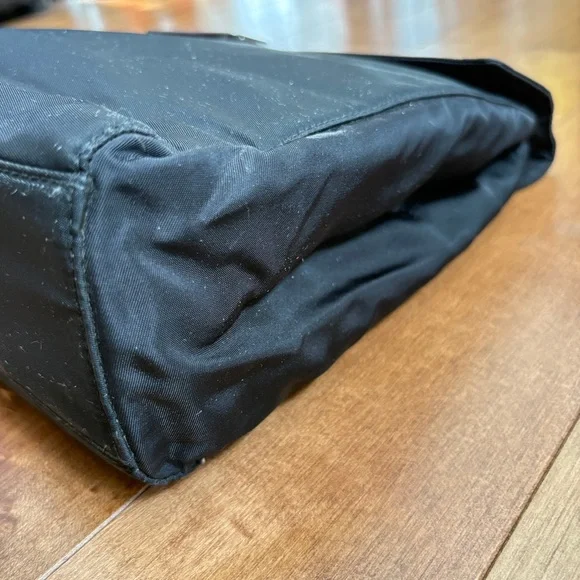 PRADA BLACK METAL HANDLE NYLON SATCHELL TOTE BAG - Picture 5 of 15